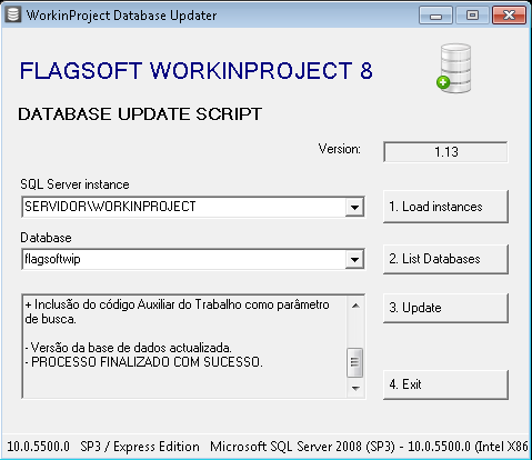 Exemplo do aplicativo DBUpdater.exe