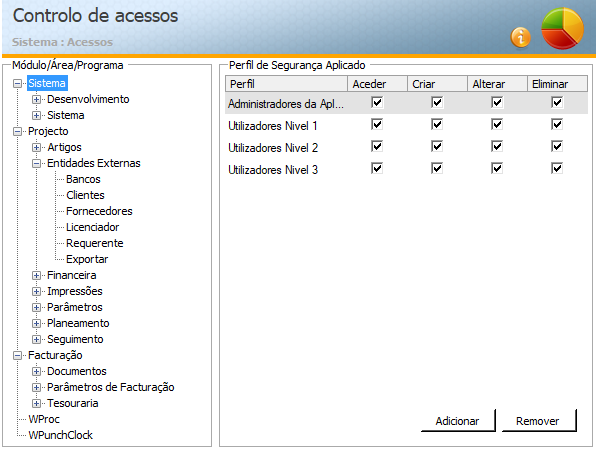 Programa de controlo de acessos